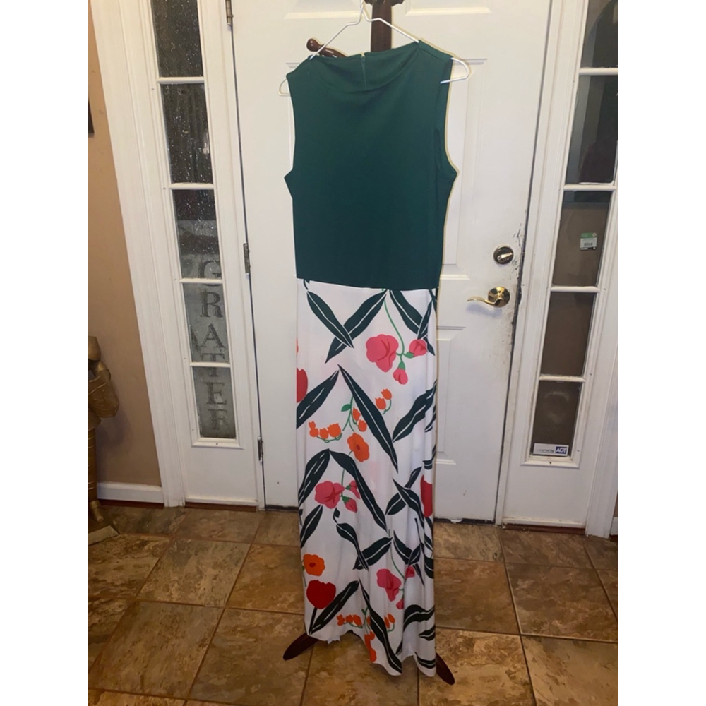 Women's vintage Claire LaRabe Green Floral Maxi Dress Size M